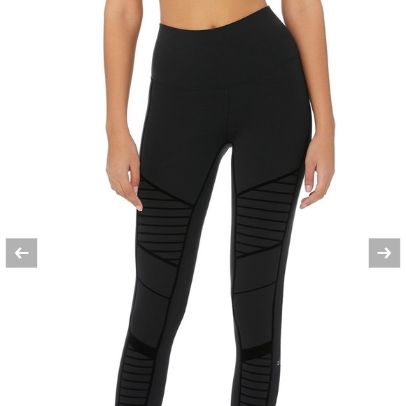 ALO Yoga Flocked Velvet High Waist Moto Leggings - Picture 3 of 5
